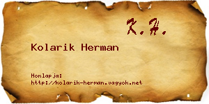 Kolarik Herman névjegykártya